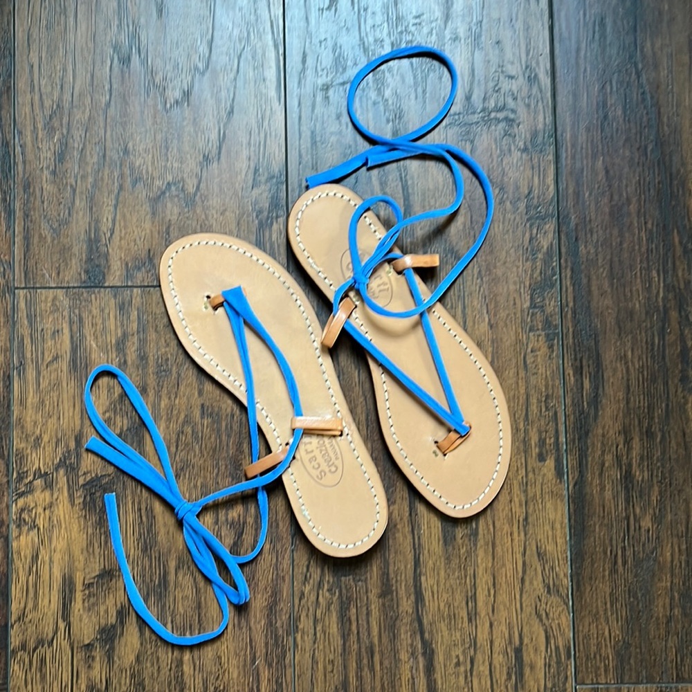 Scarfi Creazioni Blue Strappy Sandals